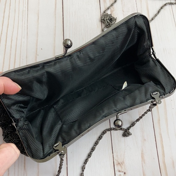 Black Sequin and Bead Evening Clutch/Bag - Picture 6 of 9